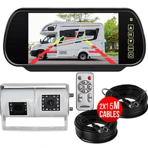Dual 15m Twin Reverse Backup Camera+7" Parking Monitor for Camper Bus Motorhome - Picture 1 of 14