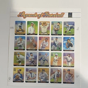 Legends Of Baseball Stamp Sheet US Souvenir 2000 USPS 20 33 Cent Vtg - Picture 1 of 7
