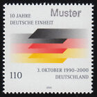 2142 Jubiläum 10 Jahre Deutsche Einheit - stilisierte Fahne, Muster-Aufdruck