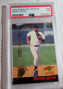DEREK JETER 1994 SIGNATURE ROOKIES 1 of 45,000 MLB TRADING CARD #35 PSA NM 7