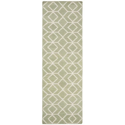 SAFAVIEH Dhurries DHU560B Handwoven Sage / Ivory Rug - Image 1 of 4
