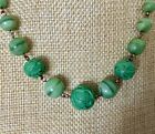 Art Deco Rolled Gold Czech Necklace With Some Green Spun Glass Beads c1920/30s