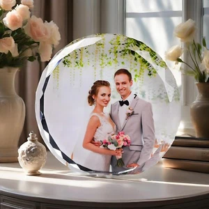 Marco de fotos personalizado color cristal forma redonda, regalo aniversario boda - Imagen 1 de 6