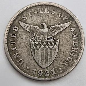 1921 (M) 5 Centavos VF Very Fine Philippines US Manila Mint Nickel Coin Five USA - Picture 1 of 2