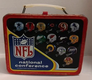 Vintage 1976 NFL Metal Lunchbox AFC NFC - Picture 1 of 15