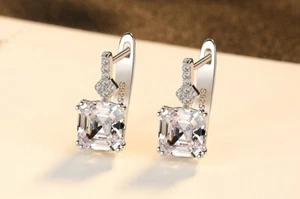 BENIAMINO Ohrringe Klapp Creolen 925er Sterling Silber Morganit VVS Ohrschmuck - Picture 1 of 12