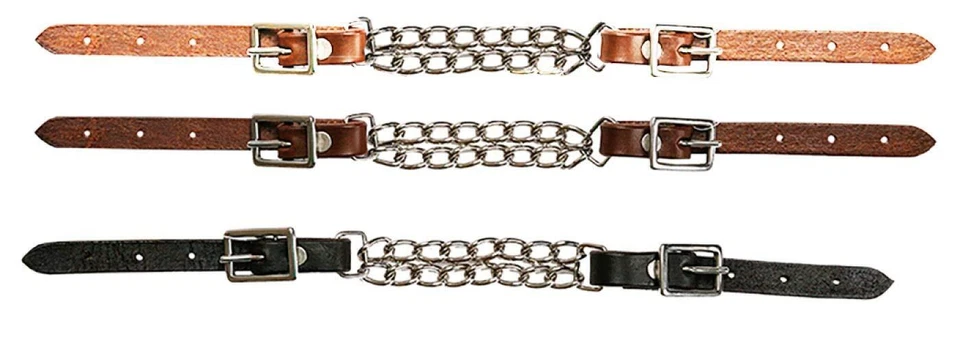 Showman Argentina Cow Leather Double Chain Curb Strap