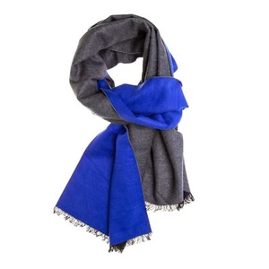 Schal Seidenflanell royalblau grau - sanft wie Kaschmir 100% Seide - Bild 1 von 1