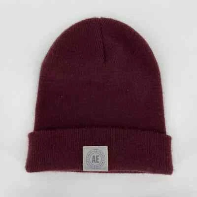 Gorro American Eagle para hombre talla única rojo granate borgoña tejido logotipo puño acrílico Foto 1 de 4