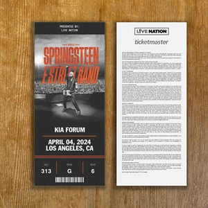 2024-2025 BRUCE SPRINGSTEEN Tour Biglietto Personalizzato Replica Stub Fisico Qualsiasi Sedile - Foto 1 di 3
