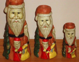Juego de 3 portavelas de cerámica de Santa Claus para velas navideñas - Imagen 1 de 4