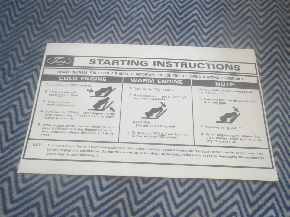 1973 FORD BRONCO F100 F250 F350 RANCHERO ECONOLINE SUN VISOR INSTRUCTIONS SLEEVE - Image 1 of 1