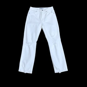Just Black Denim Womens White Ripped Knees Distressed Straight Jeans Size 25 NWT - Picture 1 of 12