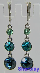 Jewelry Blue Faceted Glass Sapphire Color Silver Tone Lever Back Earrings - Picture 1 of 3
