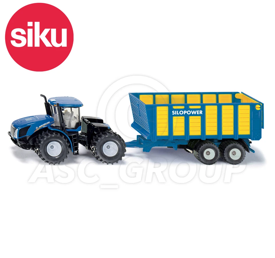 SIKU NO.1947 1:50 Scale NEW HOLLAND TRACTOR WITH SILAGE TRAILER Dicast Model Toy - Image 1 of 1