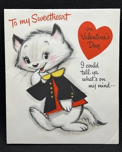 Vintage UNSIGNED Hallmark CAT Valentine Card "To my Sweetheart" - Picture 1 of 3