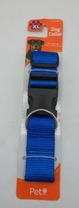 Pet Inc Black Durable Dog Nylon Collar Size X-Large with D Ring Blue - Picture 1 of 2