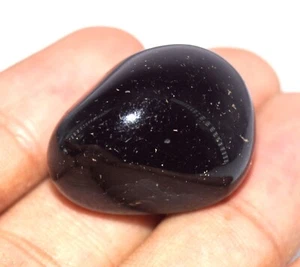 Certified 69.65 Ct Natural Madagascar Black Crystal Tumbled Polished Gemstone - Picture 1 of 6