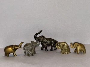 Lote de 5 piezas de estatuillas miniatura de elefante de metal estaño de latón - Imagen 1 de 17