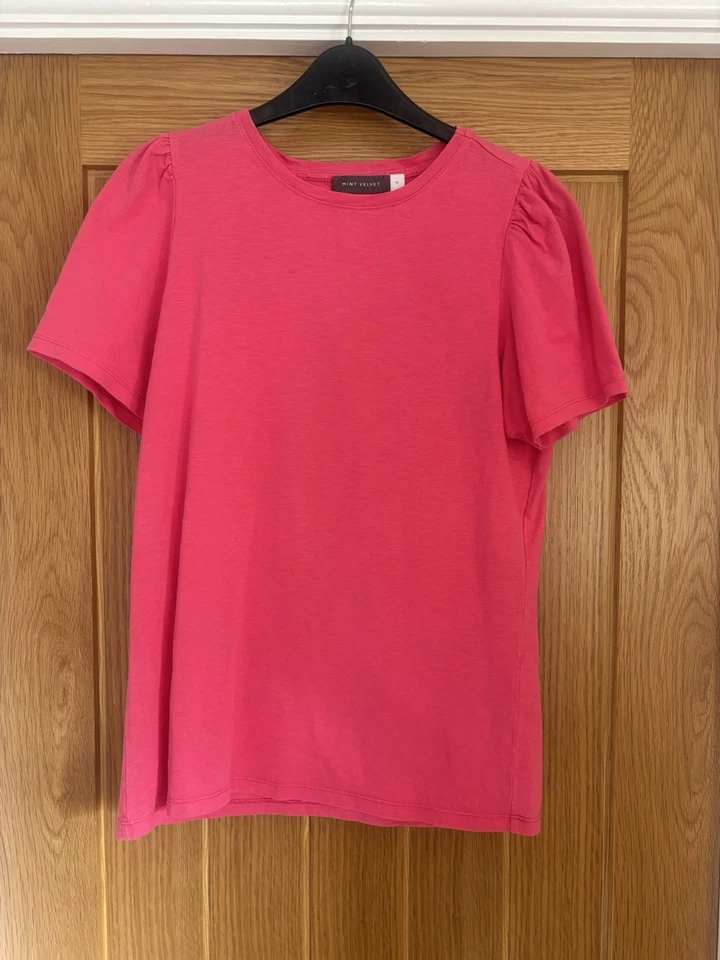 Pink Mint Velevt Puff Sleeve T Shirt Size Medium 10-12 - Image 1 of 1