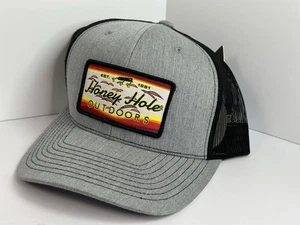Honey Hole SnapBack Hat Patch Gray Black NWT 0145 - Picture 1 of 3
