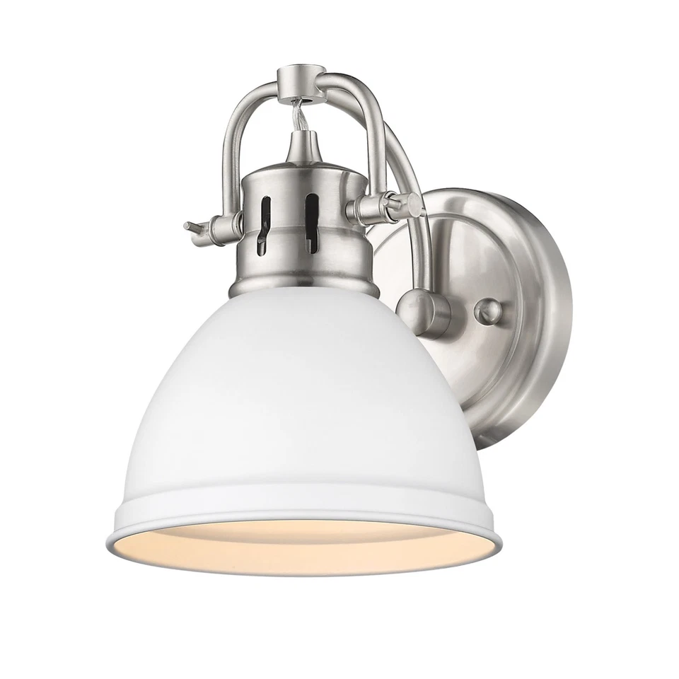 Aplique de baño Golden Lighting 3602-BA1 Duncan 9" de alto - peltre / blanco mate Foto 1 de 4