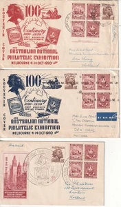 Australia fdc first day  cover 1950 Exhibition 3 covers to Holland - Picture 1 of 1