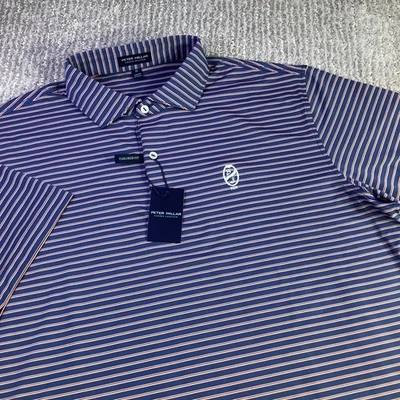 Peter Millar Crown Crafted XL Striped Tailored Fit Golf Polo Shirt NWT - Image 1 of 4