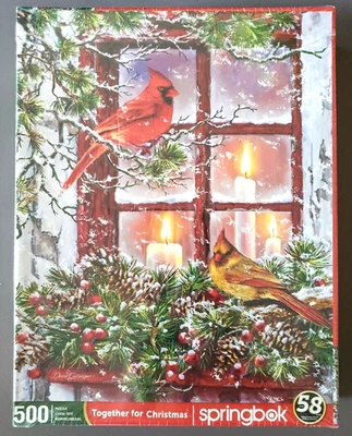 Новый Springbok Dona Gelsinger вместе на Рождество 500 толщиной ПК головоломка кардинал - Изображение 1 из 4