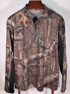 Mossy Oak Break Up Infinity 1/4 Zip Pullover Mens Size L Green Camo L/S Archery - Picture 1 of 7