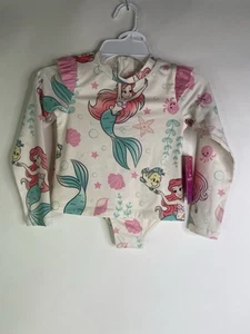 Disney Little Mermaid Ariel Rash Guard Long Sleeve Swim Set Swimwear Girls Sz 5 - Picture 1 of 12