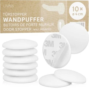 10x White Door Stopper – 1.6in Wall Mounted Door Stop, Door Handle Protectors - Picture 1 of 6