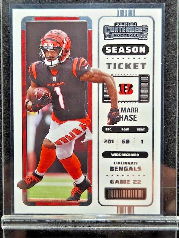 JaMarr Chase (RC) Cincinnati Bengals 2022 Panini Contenders #18 Season Ticket - Image 1 of 2