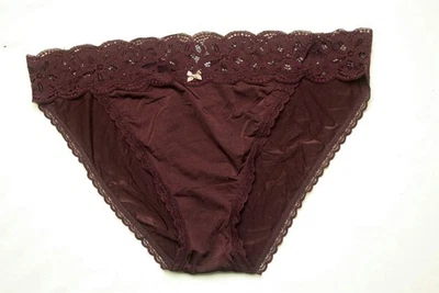 Dark Purple Satin Hi Leg Panties with Lace by Aerie - Size XL - Image 1 of 4