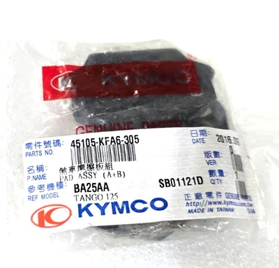 KYMCO MXU/MXER50/150 TANGO125/150 PEOPLE50 FRONT/REAR BRAKE PADS  45105-KFA6-305 - Image 1 of 4
