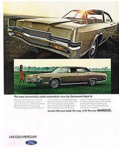 Pubblicità rivista vintage 1969 Mercury Marquis automobile dallo stile più drammatico - Foto 1 di 2