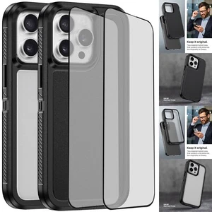 For Apple iPhone 15 Pro Max Rugged Case Dual Layer Phone Cover / Tempered Glass - Picture 1 of 28