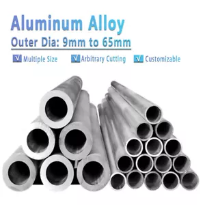 6063 Aluminium Round Tube Pipe OD 9mm to 65mm Length 300mm Aluminum-Alloy Tubing - Picture 1 of 11