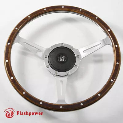 Classic Riveted Wood Steering Wheel Restoration MG Triumph Jaguar Marine Boat - Image 1 of 4