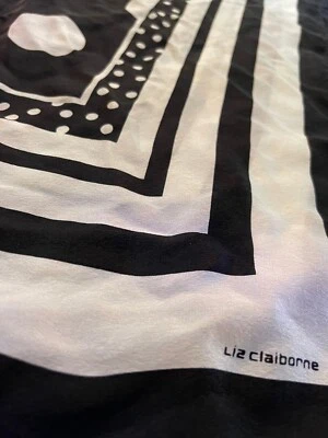 Liz Claiborne Black & White Polka Dot Striped Scarf - Image 1 of 4