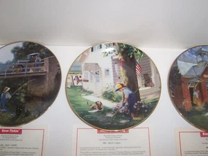 3- 1993 Danbury Mint Plates The Backroads of America Hallmark Gone Fishin school - Picture 1 of 4