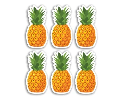 6 x 5cm Pineapple Vinyl Stickers - Exotic Fruit Food Healthy Decal Gift #29840
