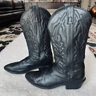 Vintage Genuine Soft Leather Black  Men’s Western Cowboy Boots Size 9 Ew