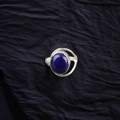 Anillo de joyería hecho a mano de plata esterlina 925 con piedras preciosas de lapislázuli natural regalo para Foto 1 de 3
