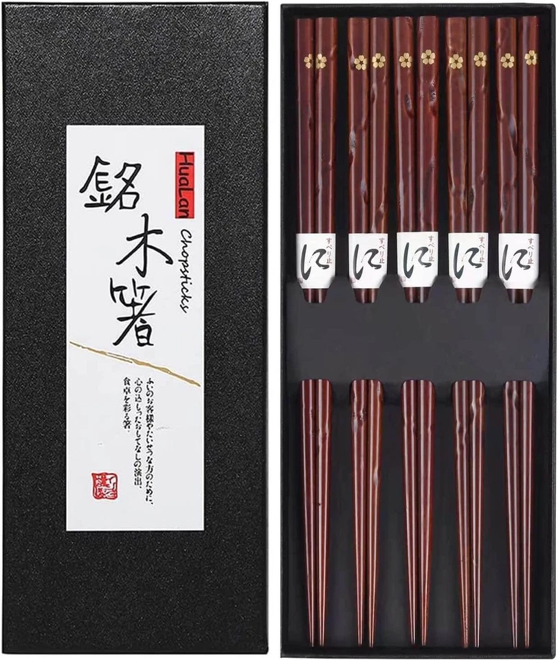 Youmi Japanese Natural Wood Chopstick Set Reusable Classic Style Chopsticks 5