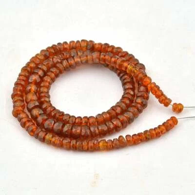 Natural Hessonite Garnet Rondelle Beads Faceted Shape 4-6 mm 13 Inch Strand - Image 1 of 4