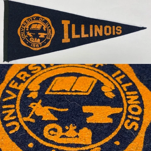 Vintage 50s Illinois Fighting Illini University College 3.75x8.75 Mini Pennant z Cover