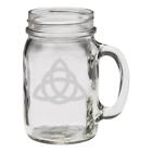 Celtic Symbol 12 oz Hand Etched Glass Mason Jar Mug