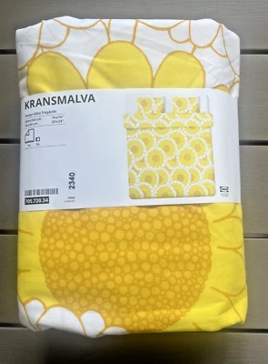 IKEA KRANSMALVA duvet cover and 2 Pillowcases, 200x200 cm /50x60 cm, Yellow - Image 1 of 4