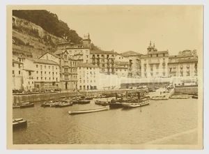 Donostia San Sebastian : le port de pêche et ses maisons - Photo Vintage 1935 - Picture 1 of 2